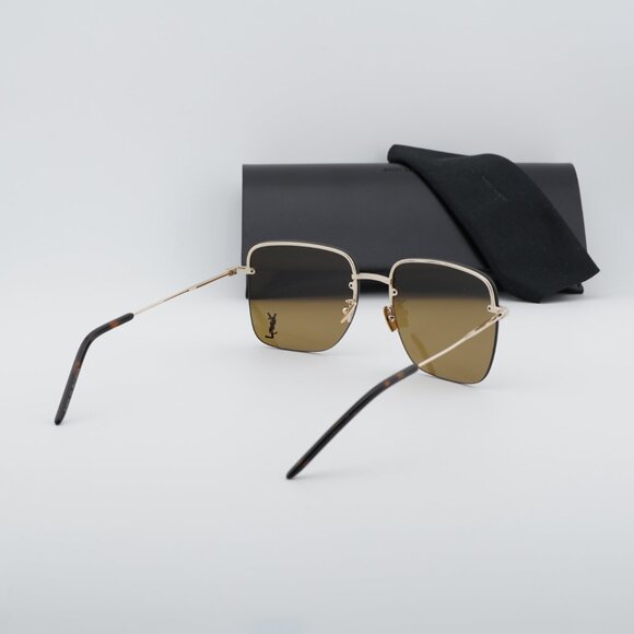 Saint Laurent SL 312 M 014 Square Sunglasses - Gold\\Brown main image 3